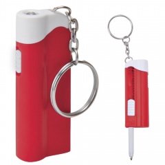Брелок-фонарик с ручкой; белый с красным, 2,2х6,5х1,3см, пластик