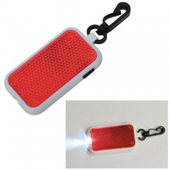 Светоотражатель на карабине с фонариком; красный, 4х6,8х1см, пластик