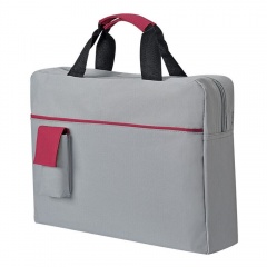 Конференц-сумка "Sense"; серый с красным; 37х27x8 см; нполиэстер