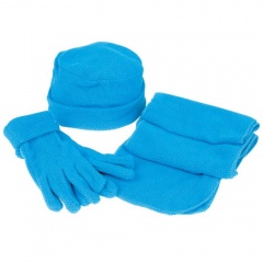 Флисовый набор "Metel" шапка, шарф, перчатки, голубой, флис, 190 гр/м5
