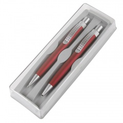 SUMO SET, набор в футляре: ручка шариковая и карандаш механический, красный/серебристый, металл/пластик