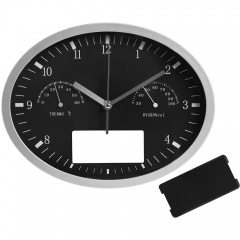 Часы настенные, INSERT3 с термометром и гигрометром, черные