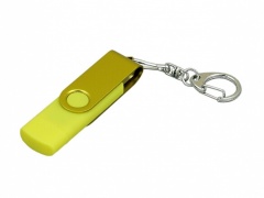 USB 2.0- флешка на 16 √б с поворотным механизмом и дополнительным разъемом Micro USB