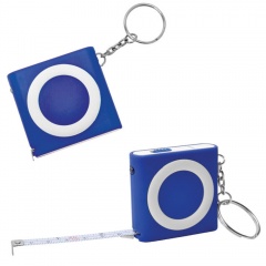 Брелок-рулетка (1м) с фонариком; синяя, 5х5х1,2см, пластик