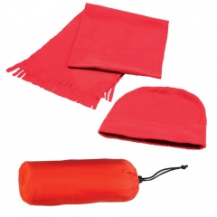 Флисовый набор "Winter" шапка и шарф в чехле, красный, флис, 180 гр/м3