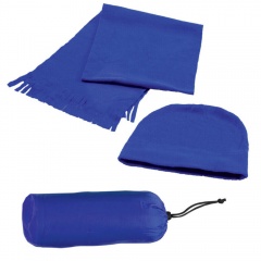 Флисовый набор "Winter" шапка и шарф в чехле, синий, флис, 180 гр/м3