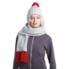 Вязаный комплект шарф и шапка "GoSnow", меланж c фурнитурой, красный, 70% акрил,30% шерсть