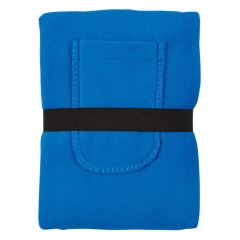 Плед "Уютный" с карманами для ног; синий, 130x150 см; флис 260 гр/м2; 