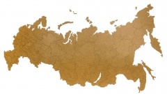 Деревянная карта России, коричневая