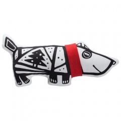 Игрушка« Собака в шарфе», большая, белая с красным