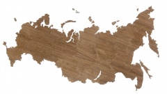 Деревянная карта России, орех