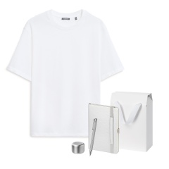 Набор с одеждой RUST (футболка, колонка, ежедневник, ручка), серебряный, M/L