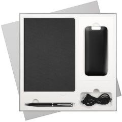 Подарочный набор Moon river, черный (ежедневник, ручка, аккумулятор)