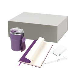 Подарочный набор Monaco, фиолетовый (термокружка, аккумулятор, ежедневник, ручка)