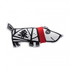 Игрушка« Собака в шарфе», малая, белая с красным
