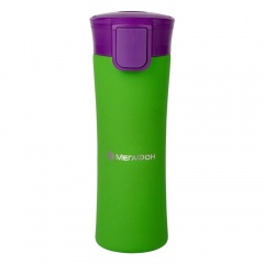 Термокружка вакуумная герметичная Portobello UNIC, Baleo, 450 ml, матовое покрытие, зеленая/фиолетовая, с логотипом Мегафон