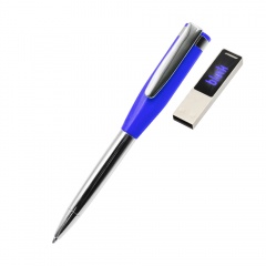 Ручка металлическая Memphys c флешкой 64Гб, синяя