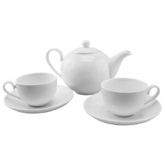 Чайный набор "Five o`clock":чайник и две чайные пары; 35,5х18,5х12,5см, 650мл, 190мл; фарфор; деколь