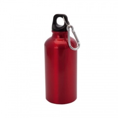 Бутылка для воды MENTO  с карабином, красный, 400 мл., алюминиевая