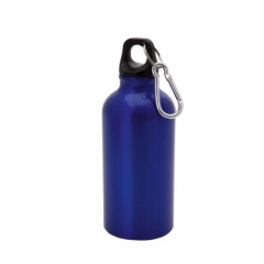 Бутылка для воды MENTO с карабином, синий, 400 мл., алюминиевая