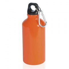 Бутылка для воды "Mento", алюминиевая, с карабином, 400 мл., оранжевый