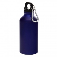 Бутылка для воды "Mento-1", алюминиевая, с карабином, 400 мл., синий