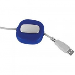 Катушка для USB-кабеля с фиксатором длины; синий; 6,3х5,9х2,4 см; пластик