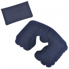 Подушка надувная дорожная в футляре; синий; 43,5х27,5 см; твил