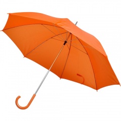 Зонт-трость с пластиковой ручкой, механический; оранжевый; D=103 см; 100% полиэстер; шелкография