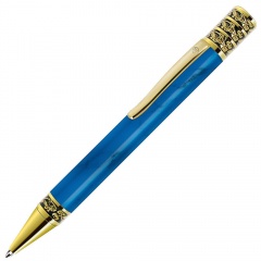 GRAND, ручка шариковая, синий/золотистый, металл