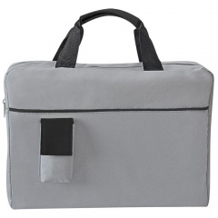 Конференц-сумка "Sense"; серый с черным; 37х27x8 см; полиэстер