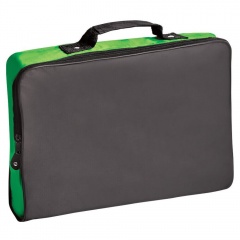 Конференц-сумка "Folder"; черный с зеленым; 39,5х30х5 см; полиэстер