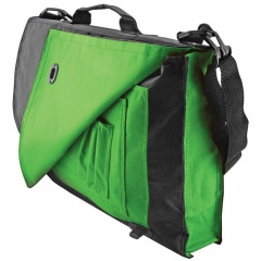 Конференц-сумка "Pilot"; черный с зеленым; 38х27х7 см; полиэстер
