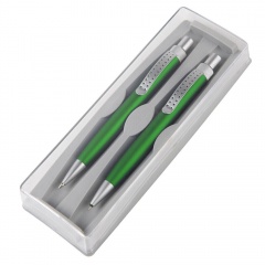 SUMO SET, набор в футляре: ручка шариковая и карандаш механический, зеленый/серебристый, металл/пластик