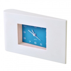 Часы настольные "Авангард" с будильником, белые с синим, 22,5х13х4 см, пластик