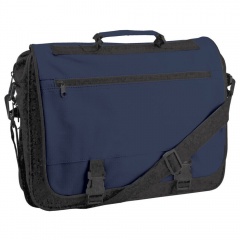 Конференц-сумка "Expo"; черный с синим; 39х29х9 см; полиэстер