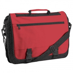 Конференц-сумка "Expo"; черный с красным; 39х29х9 см; полиэстер