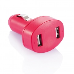 Зарядное устройство для автомобиля с 2 USB-портами, красный