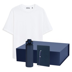 Набор с одеждой RUST NEO (футболка, бутылка, ежедневник, ручка), белый/синий, M/L