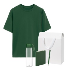 Набор с одеждой RUST (футболка, бутылка, ежедневник, ручка), зеленый 2, XL/2XL