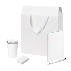 Подарочный набор Welcome Pack, белый (термокружка, ежедневник, ручка, ЗУ, коробка-пакет)