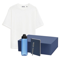 Набор с одеждой RUST NEO (футболка, бутылка, ежедневник, ручка), белый/синий, M/L
