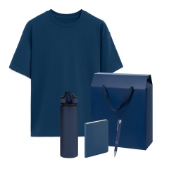 Набор с одеждой RUST (футболка, бутылка, ежедневник, ручка), синий, XS/S
