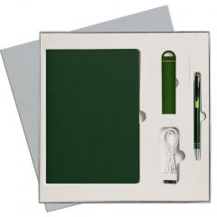 Подарочный набор Portobello/Latte зеленый (Ежедневник недат А5, Ручка, Power Bank)