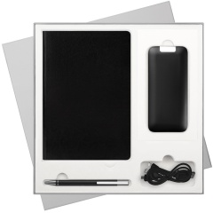 Подарочный набор River side, черный (ежедневник, ручка, аккумулятор)