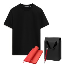 Набор с одеждой KRIS (футболка, ежедневник, ручка), красный/черный, M