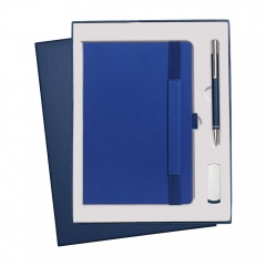Подарочный набор Portobello/Alpha синий, (Ежедневник А5, Ручка, Флешка)