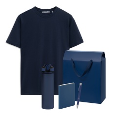 Набор с одеждой KRIS (футболка, бутылка, ежедневник, ручка), синий, L