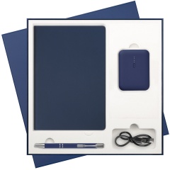 Подарочный набор Star, синий (ежедневник, ручка, аккумулятор)
