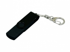 USB 2.0- флешка на 16 √б с поворотным механизмом и дополнительным разъемом Micro USB
